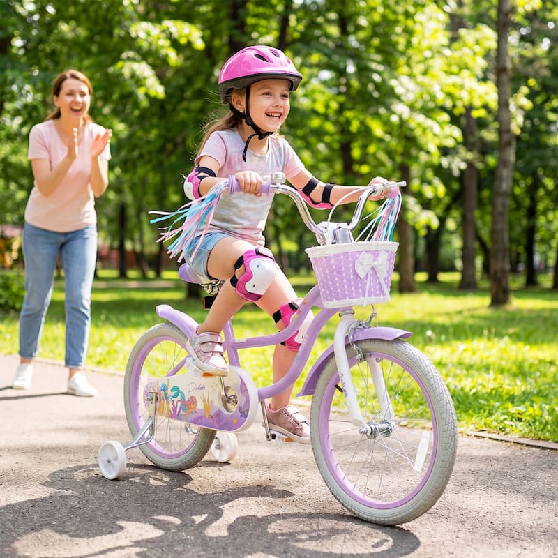 Gymax 18'' Kids Bike Toddler Bicycle w/ Training Wheels Hand & Coaster