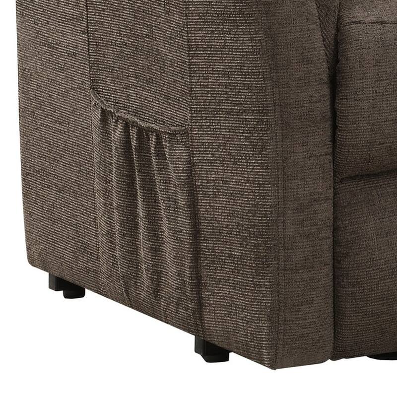 Fabric Power Lift Massage Chair with Tufted Stitched Accent, Brown