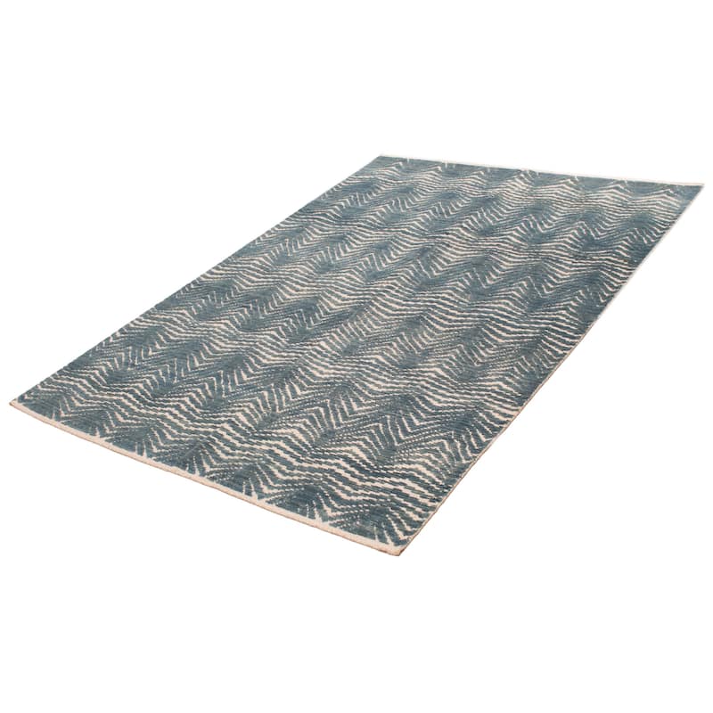 ECARPETGALLERY Hand-knotted Tangier Turquoise Wool Rug - 6'9 x 9'9