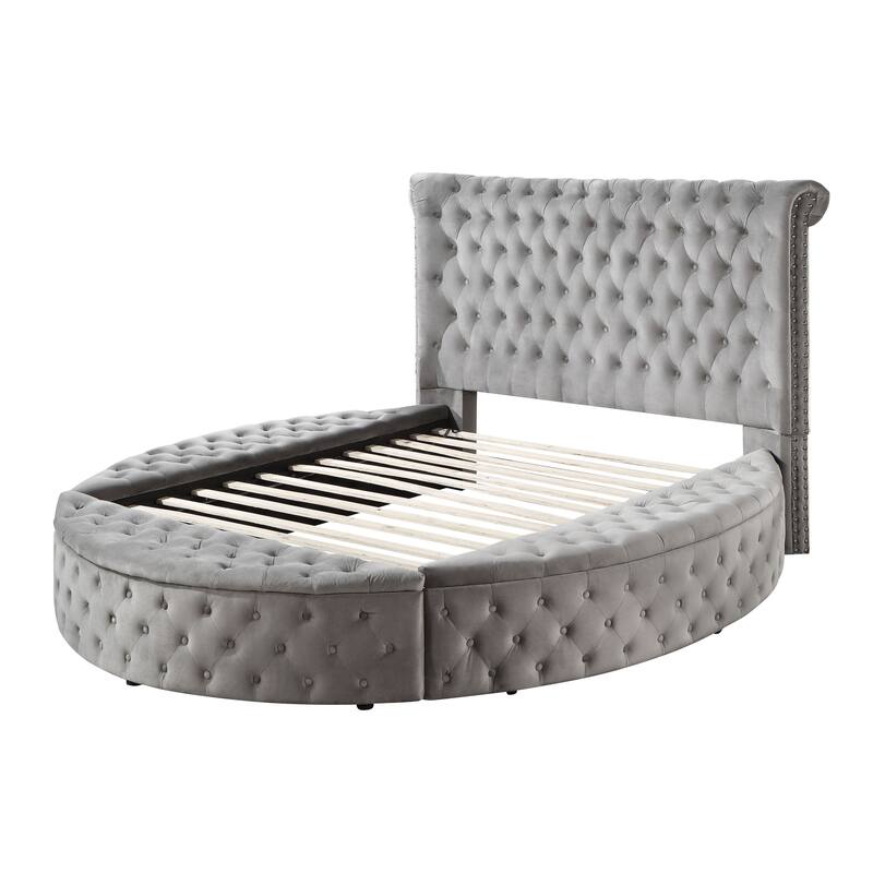 Rufus Grey Platform Bed with Storage - Queen