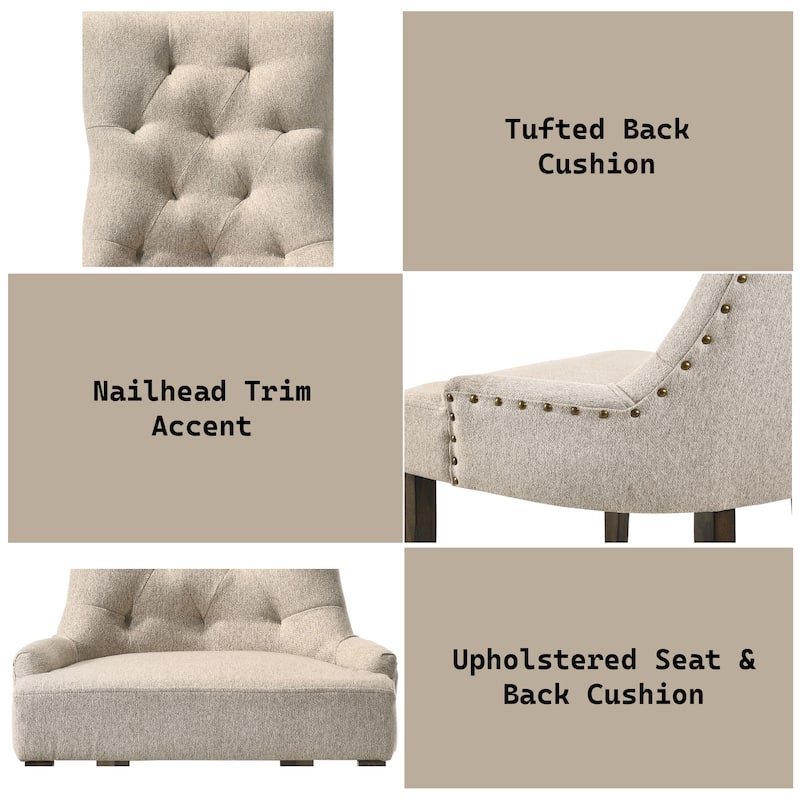 Farren Beige Fabric & Weathered Oak Finish Side Chair (Set of 2)