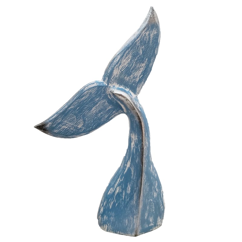 Wooden Whale Tail Statue- Green