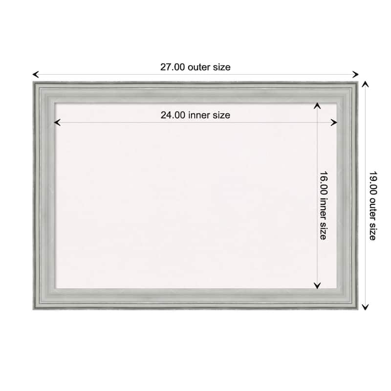 Bel Volto Silver Wood Framed White Corkboard Bulletin Board - Board Size 24x16
