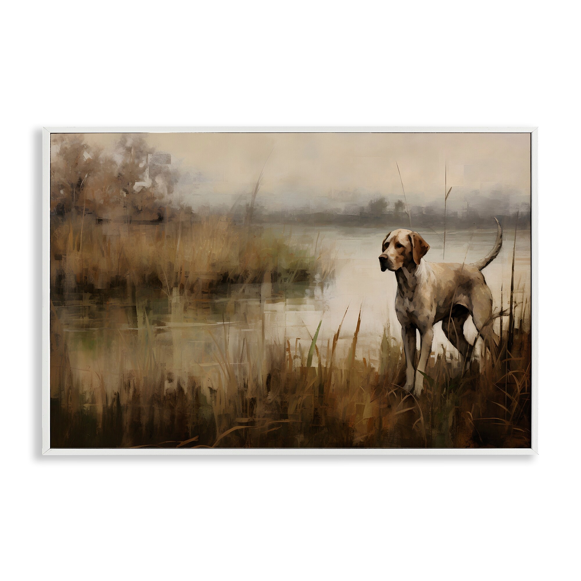Stupell Hunting Dog in Nature Framed Giclee Art Design By Petal Prints Design