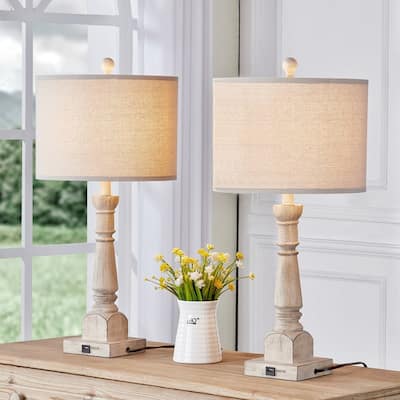 27" Resin USB Table Lamp Set