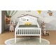 preview thumbnail 6 of 27, Wood Twin Platform Bed with House-Shaped Headboard, LED Light & Storage, White