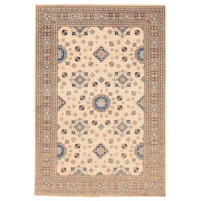 ECARPETGALLERY Hand-knotted Finest Ghazni Cream Wool Rug - 6'6 x 9'8
