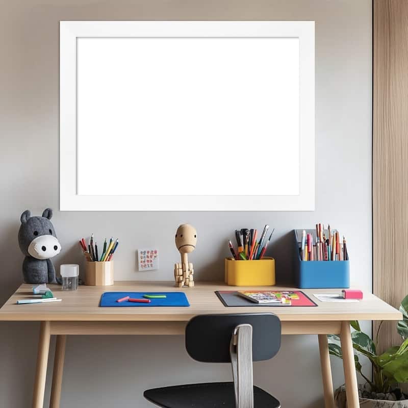 Amanti Art Cabinet White Narrow Framed Dry Erase Magnetic Board