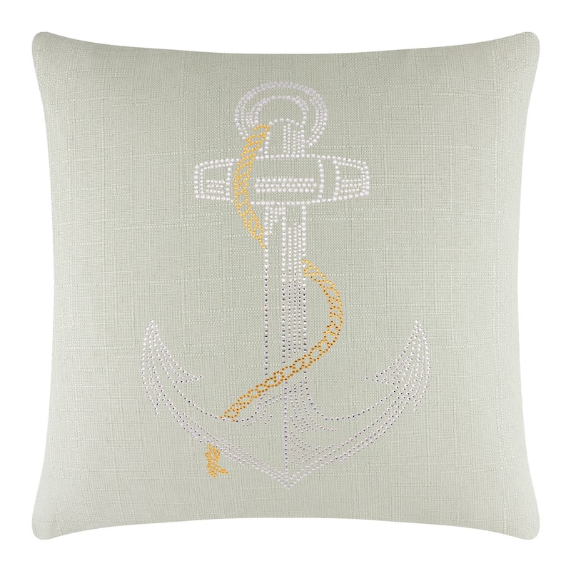 Sparkles Home Rhinestone Anchor Pillow - 16x16 - Linen