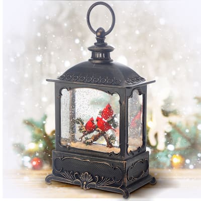 10"LED Cardinals Square Lantern Globe - 13"