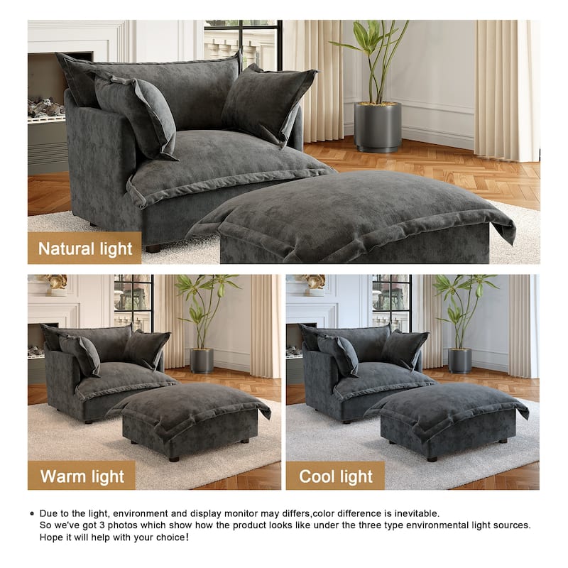 Modern Cloud Chaise Longue Accent Chair with Ottoman set