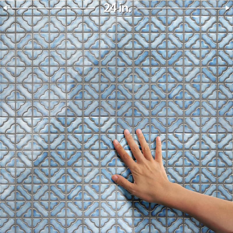 Merola Tile Hudson Tower Marine 12" x 12" Porcelain Mosaic Floor and Wall Tile