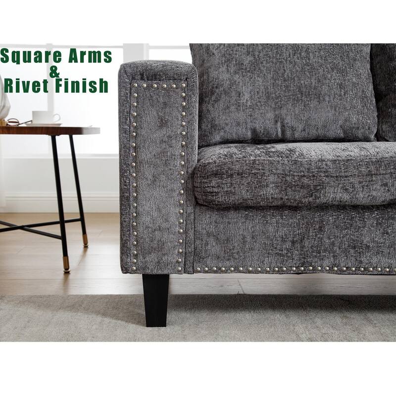 Contemporary Modular Sectional Sofa with Chenille Upholstery and Storage Ottoman for Living Room or Guest Room