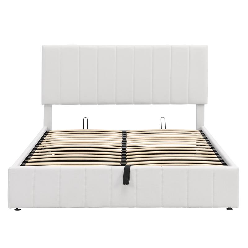 Upholstered Platform Bed with a Hydraulic Storage System