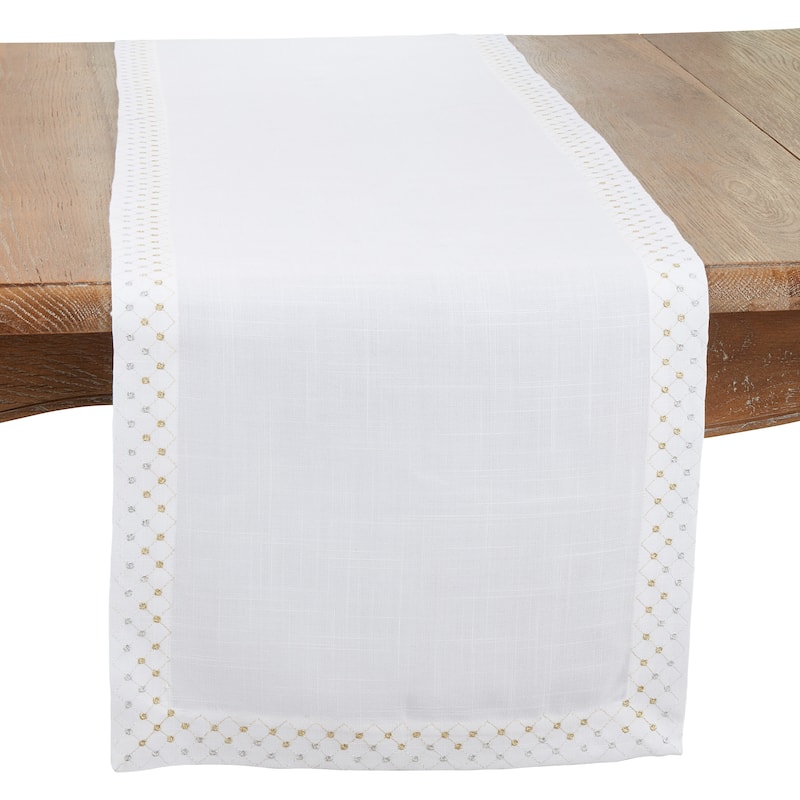 Polished Patterns Metallic Lattice Table Runner - 16" x 72" - 16" x 72" - White