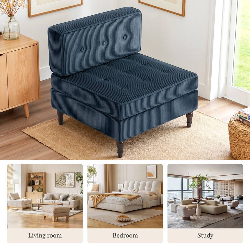 32.57" W Upholstered Corduroy Armless Accent Chair