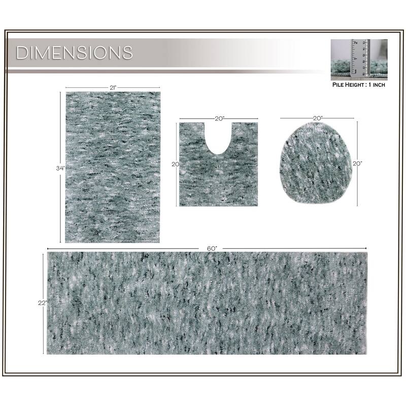 Home Weavers Cloud Comfort 100% Microfiber Bathroom Rug Non Slip Bath & Water Absorbent Soft Bath Mat 4 PC Set