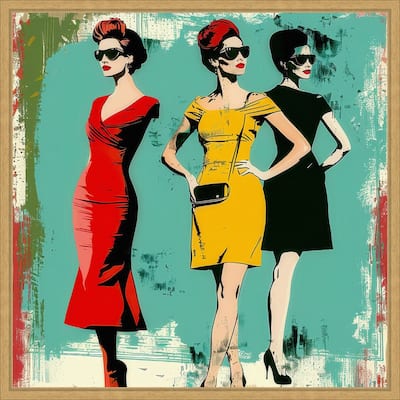 Fashion Trio 1 by Elan Studios Framed Canvas Wall Art Print - Sylvie Bright Gold