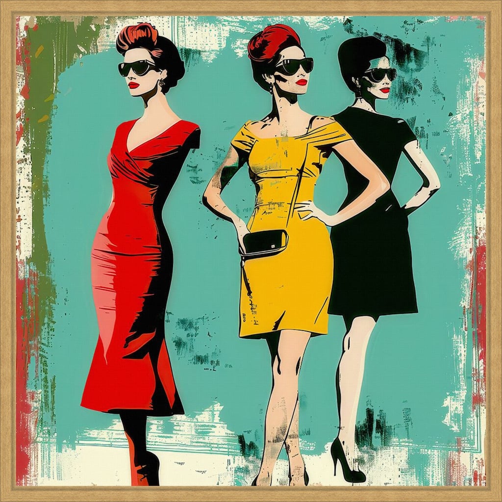 Fashion Trio 1 by Elan Studios Framed Canvas Wall Art Print - Sylvie Bright Gold