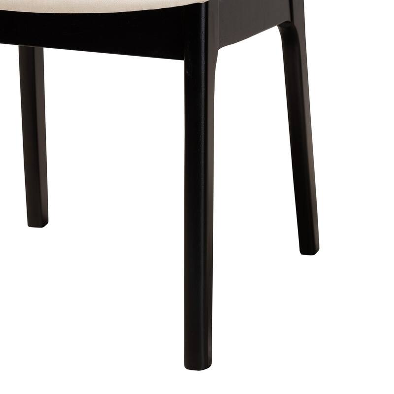 Dannon Mid-Century Modern Fabric and Finished Wood 2-Piece Dining Chair Set