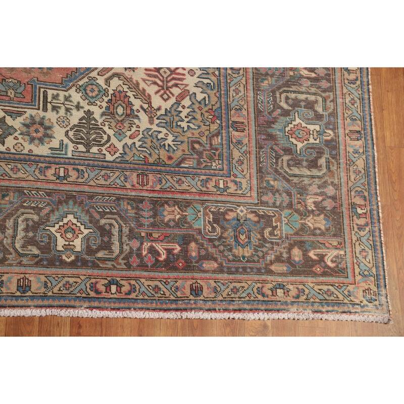 Pink Tabriz Persian Area Rug Hand-Knotted Traditional Wool Carpet - 9'8" x 12'8"