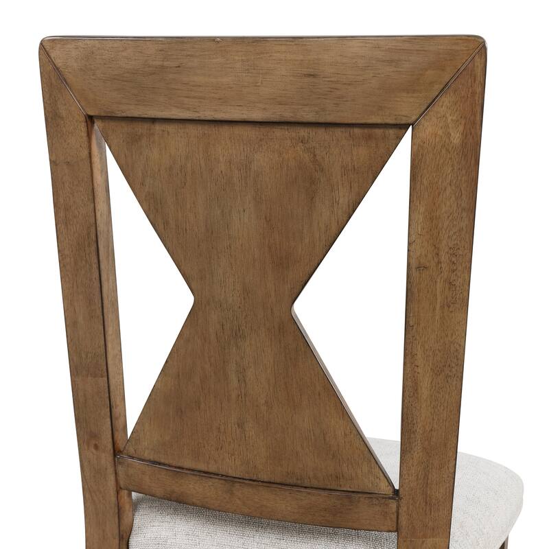 Furniture of America Synosin Farmhouse Rustic Oak Solid Wood Side Chairs (Set of 2)
