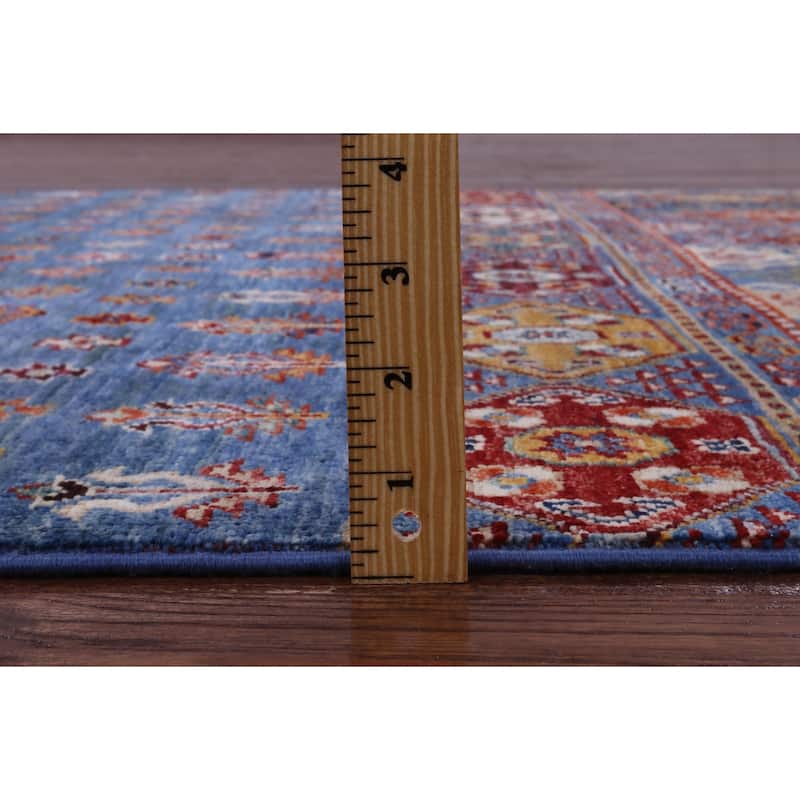 Golden Nile Blue Khorjin Hand Knotted Wool Rug - 3' 10" X 5' 10"