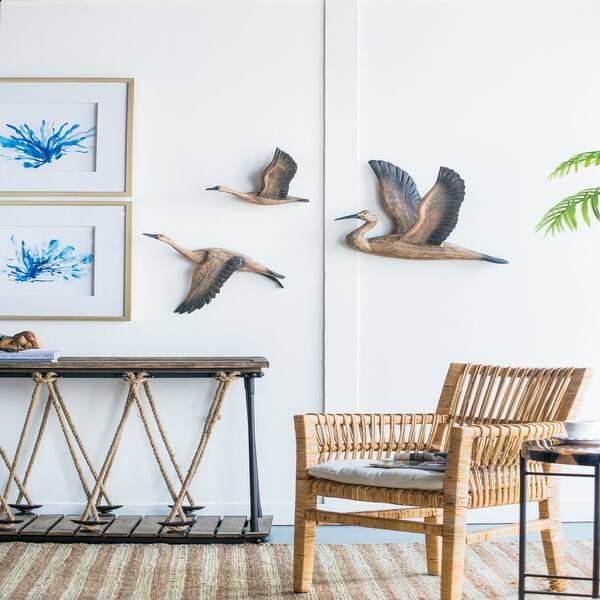 slide 2 of 7, Set of 3 Reeds Migrating Bird Wooden Wall Decor, Home Decor Wooden Wall Art, Living Room Dining Room Office Bedroom Unframed - Brown