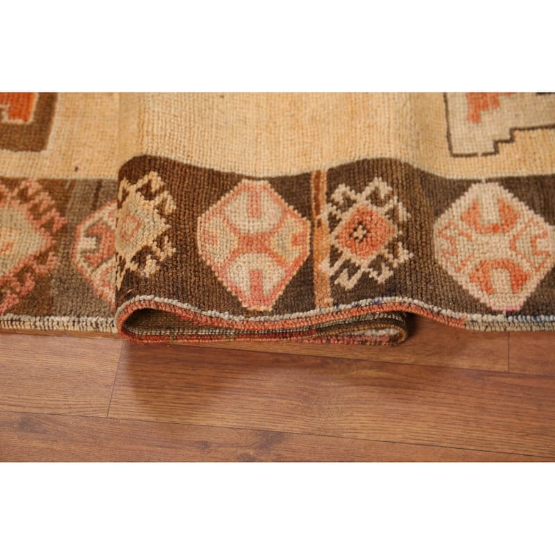 Anatolian Turkish Vintage Runner Rug Hand-Knotted Tribal Wool Carpet - 3'7"x 9'3"