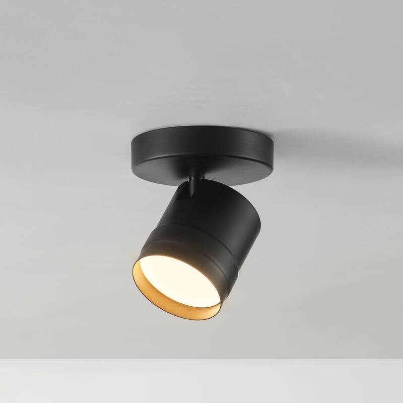 4.5" 1-Light Matte Black Dimmable LED Integrated Track Lighting Spotlight with Pivoting Head