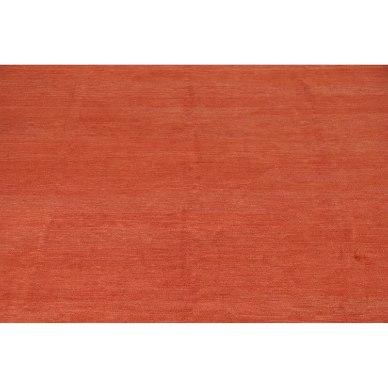 Orange Gabbeh Modern Area Rug Hand-Knotted Wool Carpet - 9'0"x 11'7"