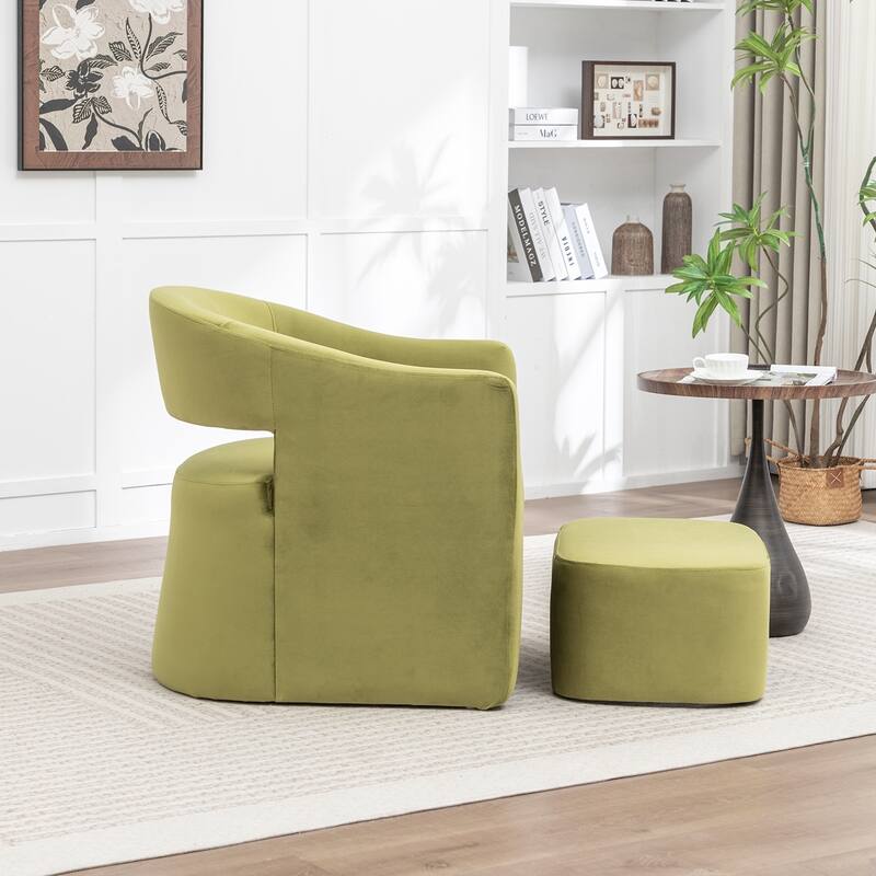 SEYNAR Modern Glam Velvet Accent Armchair Open Back with Ottoman