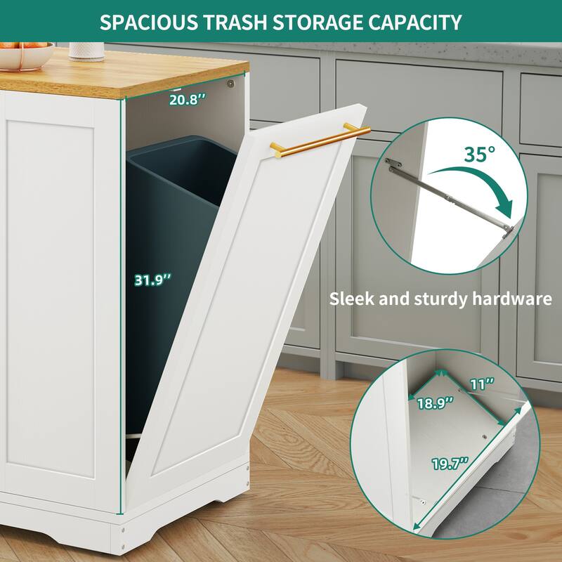 Moasis 53" Large Rolling Kitchen Island Storage Cabinet Portable Mobile Cart