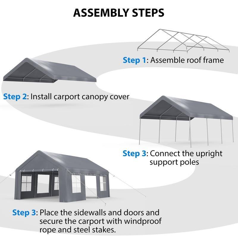 13'x20' Heavy Duty Carport, Portable Garage