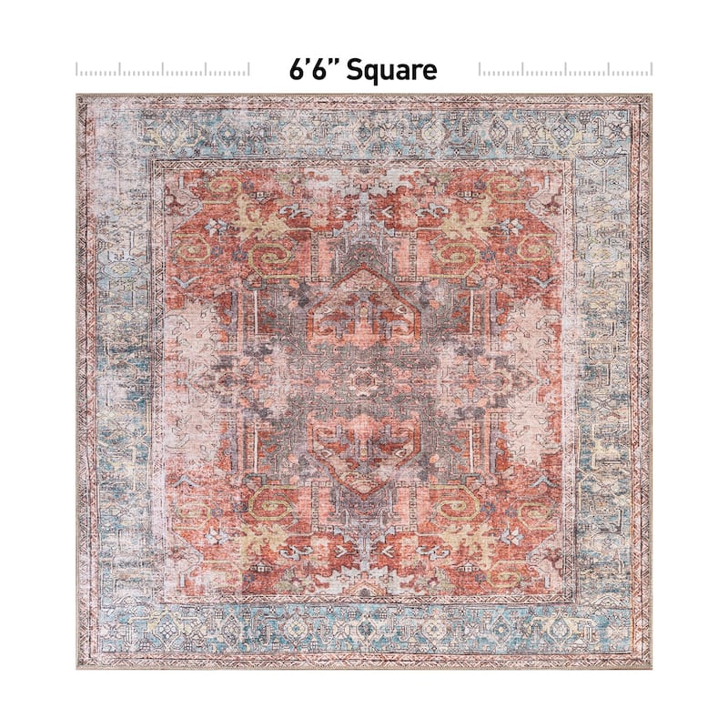World Rug Gallery Vintage Inspired Distressed Machine Washable Area Rug