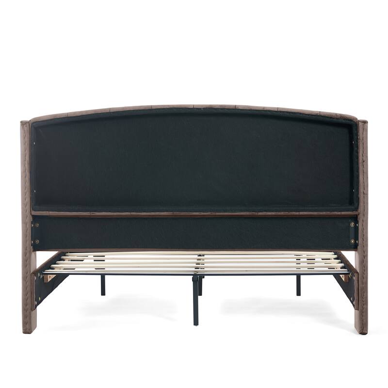 Christopher Knight Home - Amara Traditional Velvet Upholstered Sleigh Bed with Wingback Headboard & Scroll Footboard, Queen Size