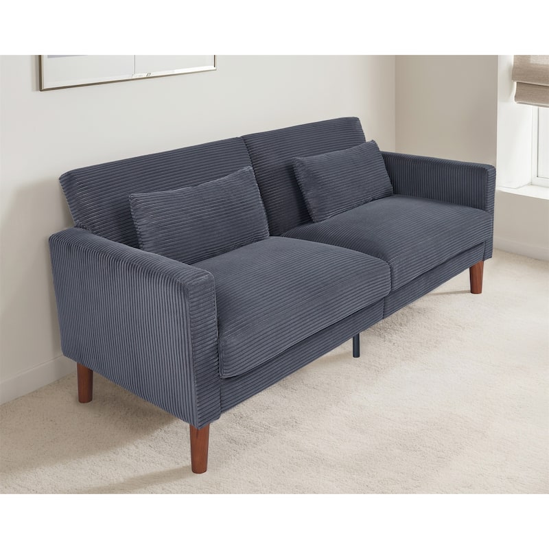 Couch Sofa, Corduroy Fabric Couches Loveseat Furniture with 2 Pillows for Living Room, Bedroom