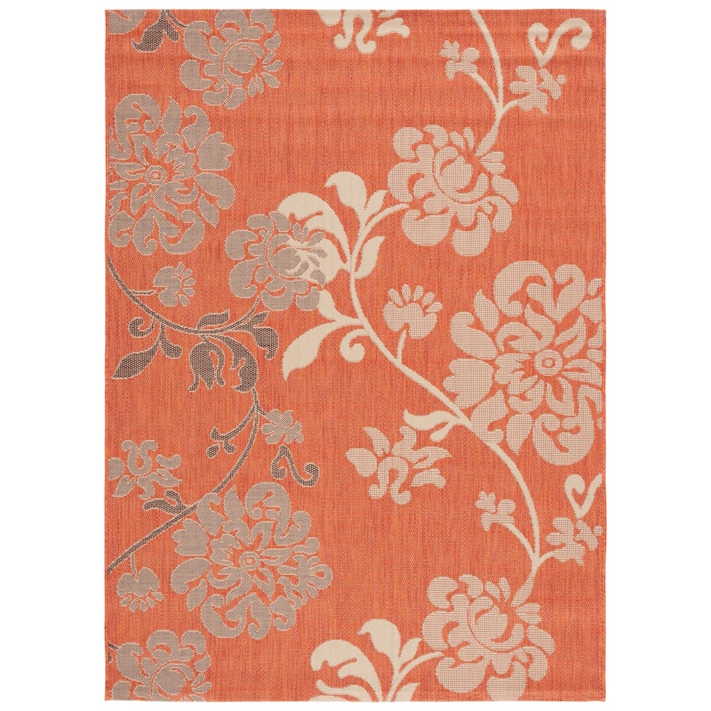 SAFAVIEH Courtyard Vernelle Arvyda Outdoor Waterproof Patio Backyard Rug - 5'3" x 7'7" - Terra Natural/Brown