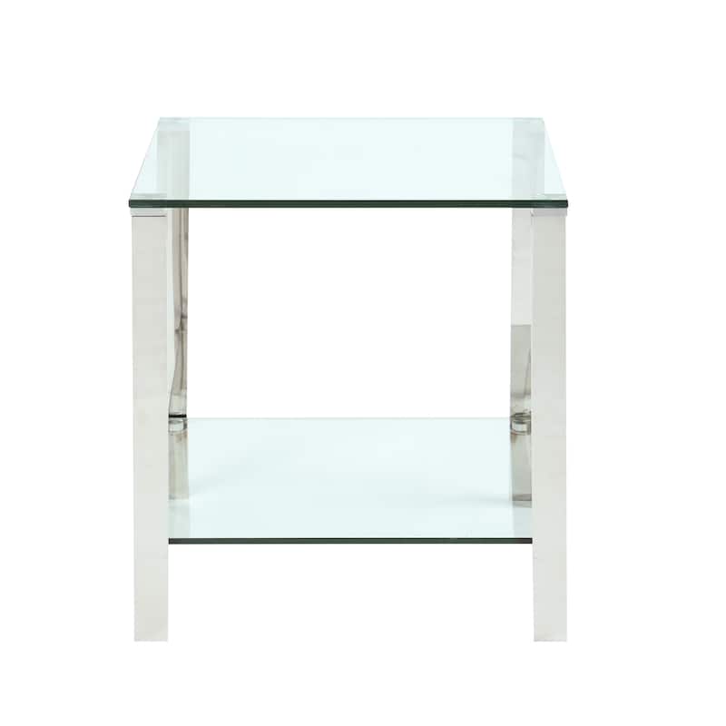 Somette 20" Glass Top and Base with Glass Shelf
