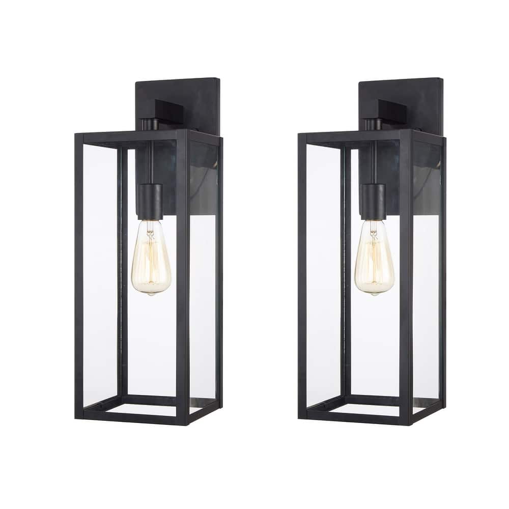2-pack 13" H 1-Light Black Outdoor wall Lantern(Dusk to Dawn could be chosen)