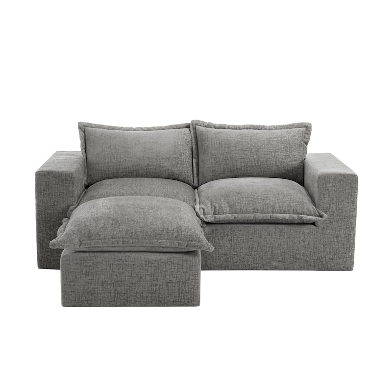 Chenille No Assembly Modular Sectional Sofa Cloud Couch with Ottoman