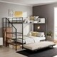 preview thumbnail 13 of 21, Artsy Twin Over Full Metal Bunk Bed, Versatile Bed Configuration with Trundle and Lateral Storage Ladder and Wardrobe Black