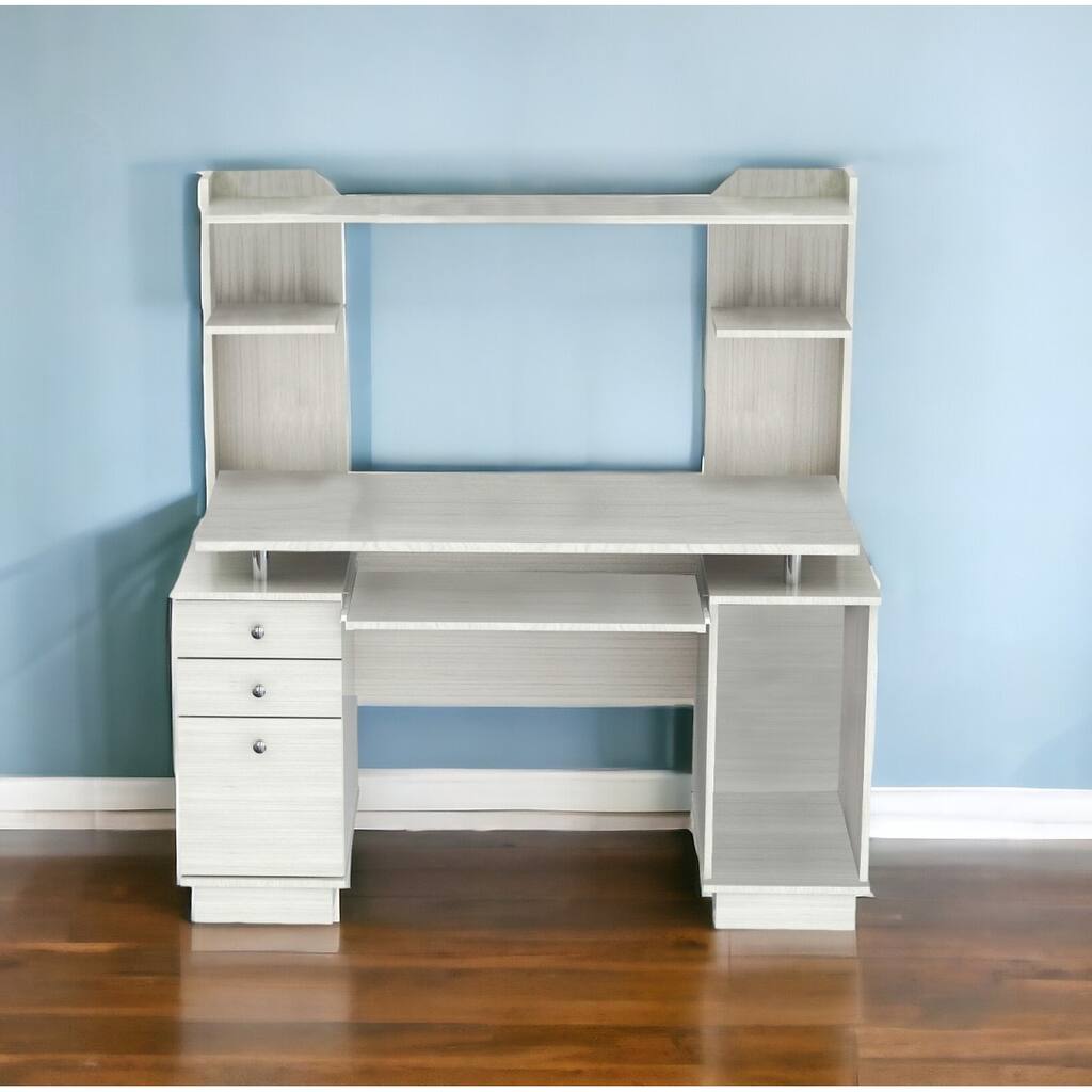 49" White Computer Desk With Three Drawers