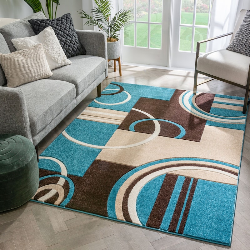 Well Woven Modern Geometric Arcs and Shapes Area Rug - 6'7" x 9'3"