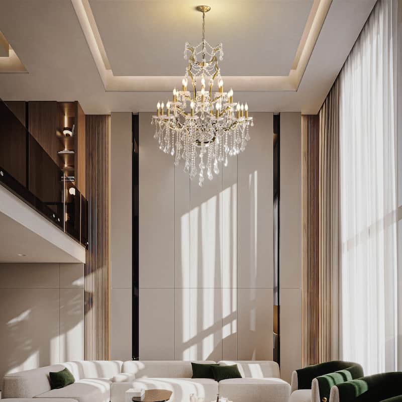 KAYLA Large Crystal Chandelier 28-49in Chandelier Light Fixture Modern Maria Theresa Crystal Chandeliers
