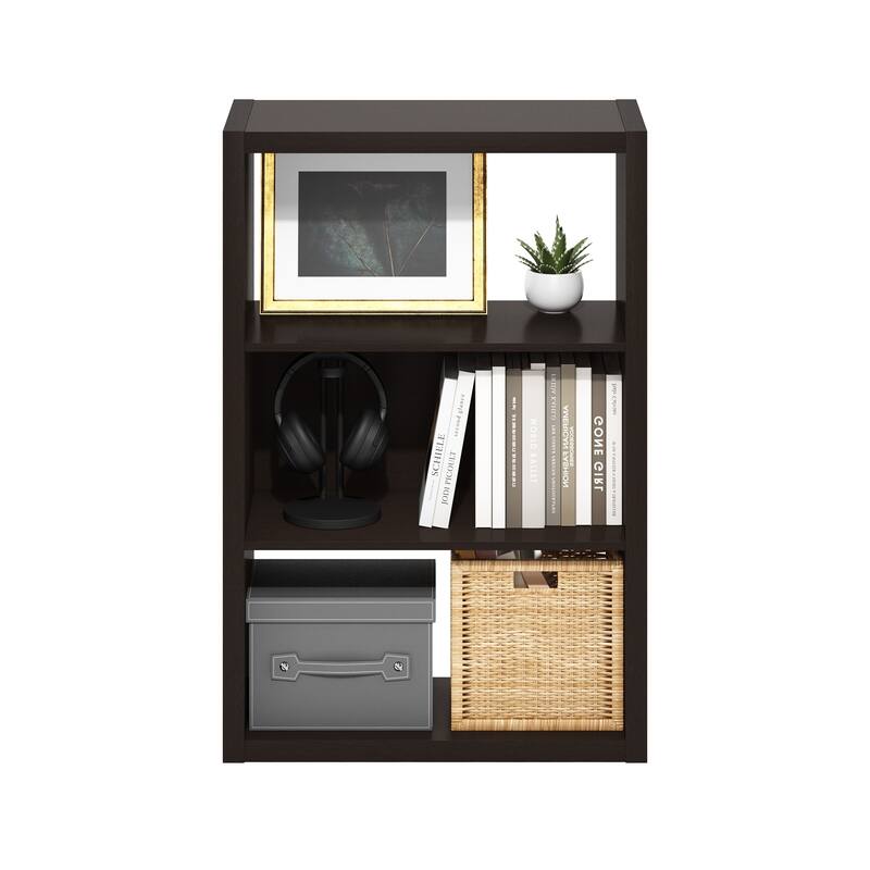 Furinno Viola 3-Tier Open Shelf Bookcase, Bookshelf, Dark Oak