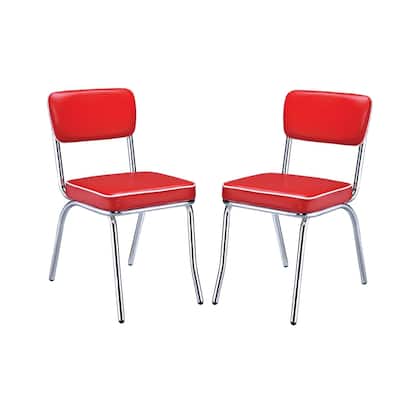 Set of 2 Side Chairs with Cushion, Red