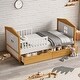 preview thumbnail 11 of 9, Twin Size House Bed with 2 Storage Drawers, Wooden Bed for Girls Boys Teens, No Box Spring Needed, Walnut & White Finish
