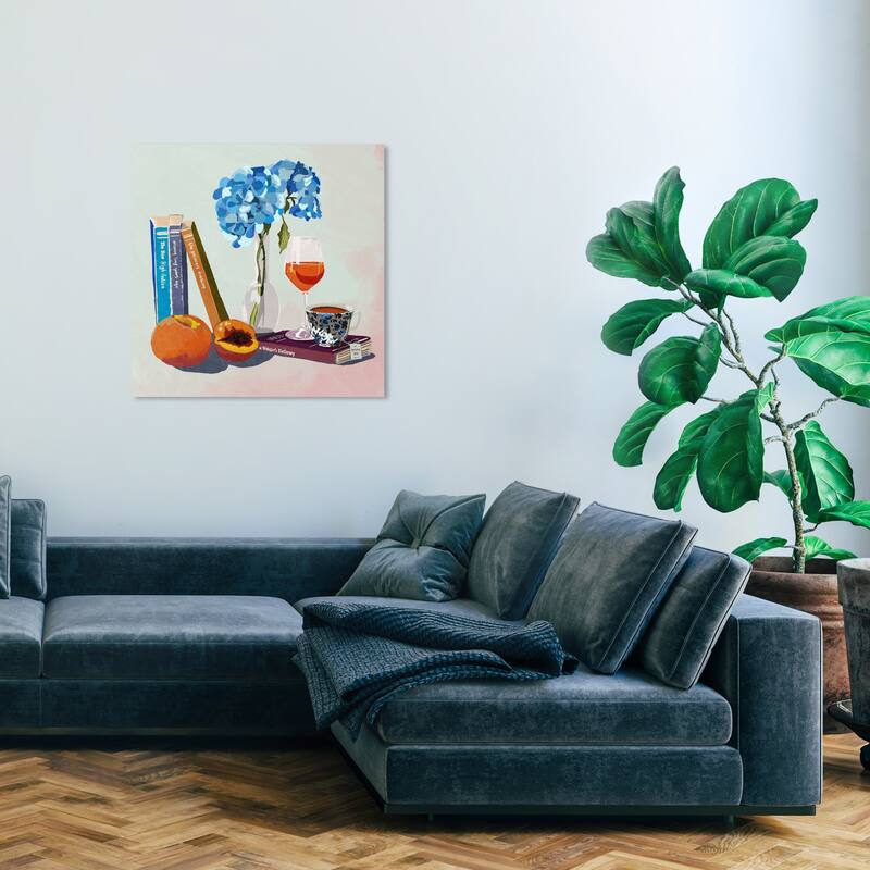 Wynwood Studio Canvas Floral and Botanical Reader s pastime Blue and Copper Farmhouse Wall Art Canvas Print - Blue, Bronze - 30 x 30