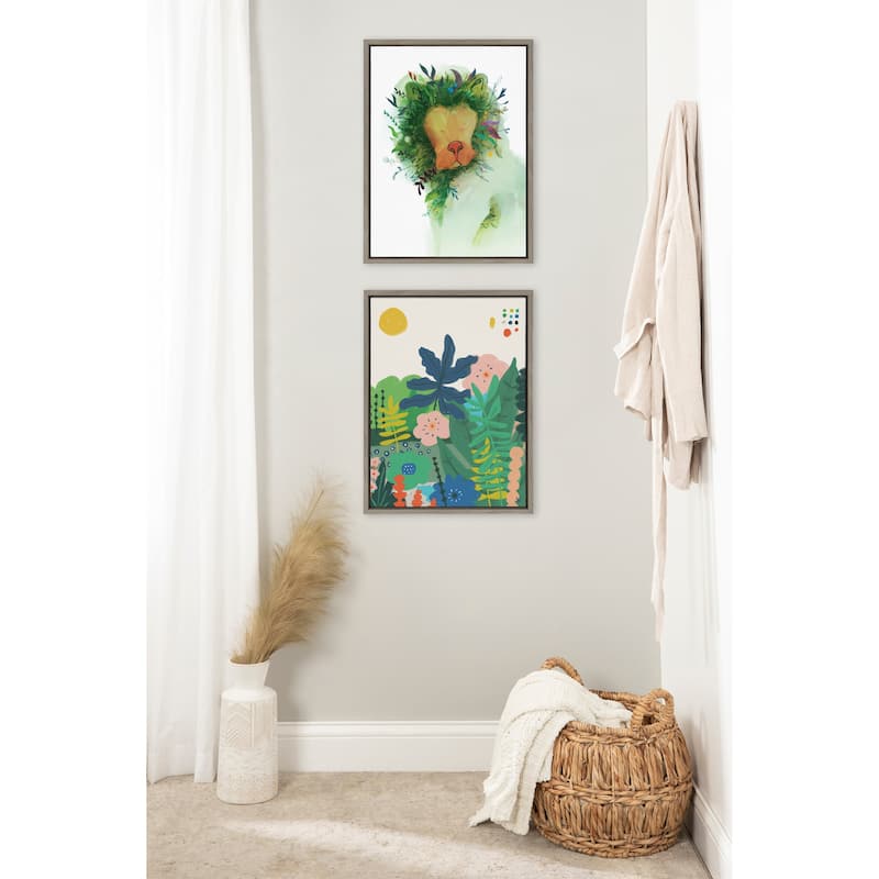 Kate and Laurel Sylvie Jungle King Framed Canvas by Faryn Hughes